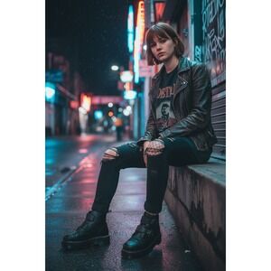 Dr. Martens Black Platform Boots Devon FLWR Chunky Grunge, Goth Size 8 NWOT